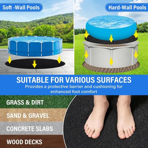 350G/M² Thicker 21FT Pool Liner Pad,Seamless Above Ground Pool Liner,Pre-Cut Heavy Duty Round Pool Liner Pad, Durable Geotextile Material,Puncture Protection,Extend Liner Life(Black)