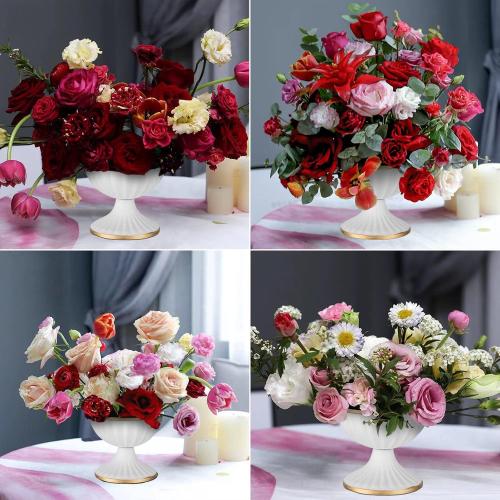 Sziqiqi Mini White Flower Arrangement Pots for Centerpiece Table Decorations Metal Vase Urn Planter Decor for Home Wedding Party Christmas (3.7IN-10PCS, White)