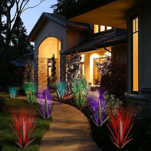 KODIBO 24 Large Metal Agave Plant Outdoor Decor with Solar Light, Rusty | IP65 Waterproof Solar Light, Weather-Resistant Metal, Hand-Painted Finish, Tequila Rustic Sculpture, Southwestern Style Decor