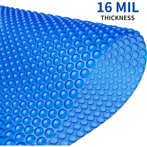 Blue 12Ft BigXwell 12 Foot Round Solar Pool Cover, 16-mil Blue Pool Covers for Above-Ground and In-Ground Pools, Heavy-Duty Insulating Cover, Solar Blanket Cover for Swimming Pool