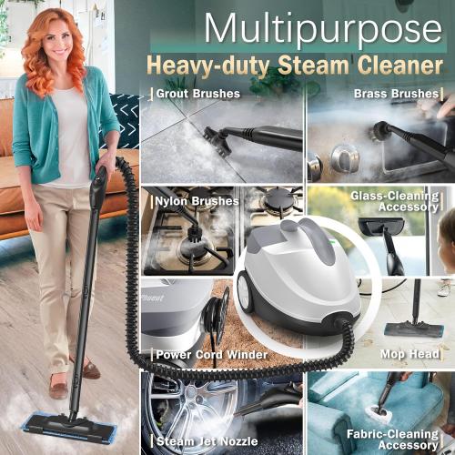 Steam Cleaner with 28 Accessories for Home, 1800W Powerful Multipurpose Steam Mop with 1.5L Tank for Floor Cleaning, Chemical-Free Heavy Duty Steamer for Cleaning Floors, Couch, Tile, Grout and Car
