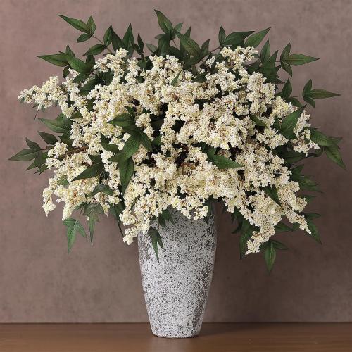 8 Pcs 36 Artificial Nandina Berry Stem, Fake Branches for Vase (Beige)