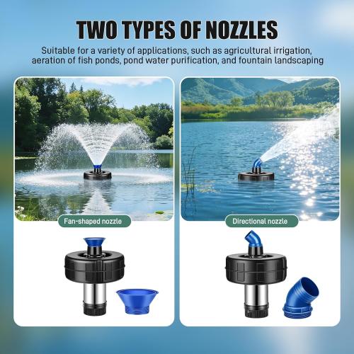 Pond Fountain Aerator, 15000 GPH Fountain Pump with Timer, 110V/60Hz 750W Waterfall Pump with 2 Spray Patterns, Energy-Efficient Water Circulation for Ponds & Lakes with 120FT Power Cord (Blue Black)