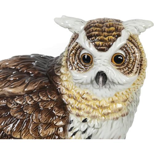 Ceramic Large Collectible Figurines Statue，3D Hand-Painted Owl Home Decoration- 9.45 H