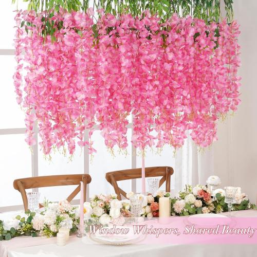 2 Pack Artificial Wisteria Garland, 3.6FT Fake Hanging Vine Flowers for Home Wall Decor, Pink Artificial Flower for Wedding Backdrop, Bedroom, Party, Garden and Indoor Outdoor Decoration (Pink)