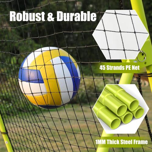 7x4 FT Volleyball Rebounder Net, 5-Angle Adjustable with Steel Frame & High-Tension PE Netting, for Lacrosse, Baseball, Soccer Practice Perfect for Setting, Spiking, and Bumping