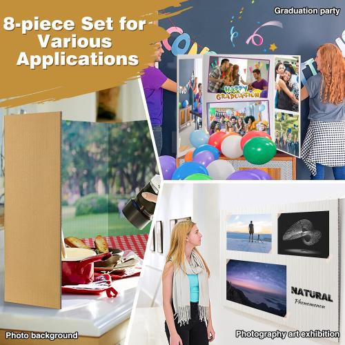 8 PCS Trifold Poster Board- Large 40 x 28 Tri Fold Display Board Hard & Thick White Presentation Cardboard for Science Fair, School Projects, and Business Presentations Supply