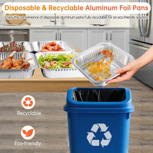 Aluminum Pans 8x8-50 Pack Disposable Baking Pans, 8 Inch Square Tin Foil Pans, Aluminum Roasting Trays for Holiday Cooking, Heating and Baking, Christmas, Parties Meal Prep & Storage