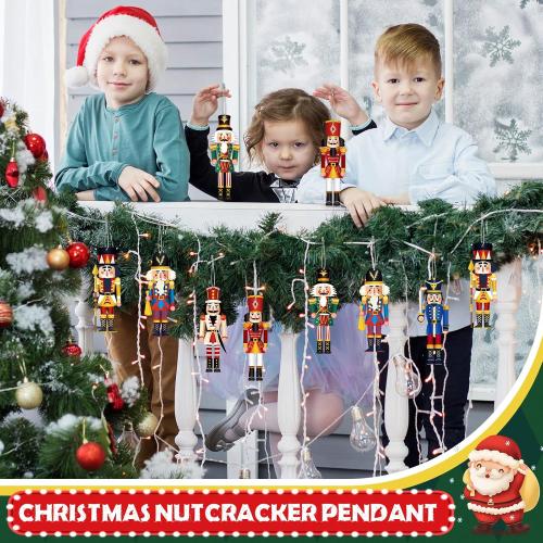Macarrie 48 Pcs Christmas Nutcrackers Ornaments Wooden Hanging Decorations Miniature Nutcracker Figures Xmas Holiday Party Decor King and Soldier for Christmas Tree(Cute)