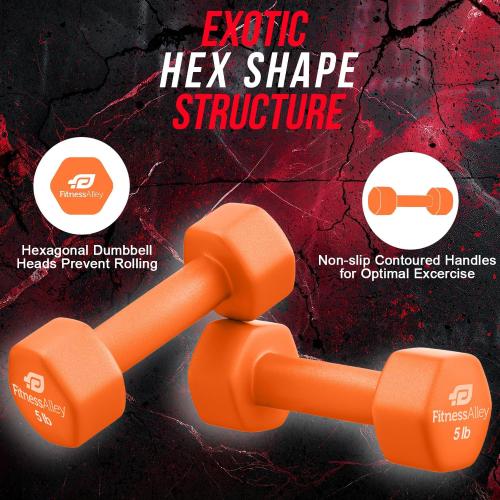 Neoprene Coated Workout Dumbbells set of 2 – Anti Roll, Non Slip with Smooth Grip Fitness & Exercise Dumbbells – Hexagon Shaped Hand Weights for Women & Men – Best Choice for Gyms & home use