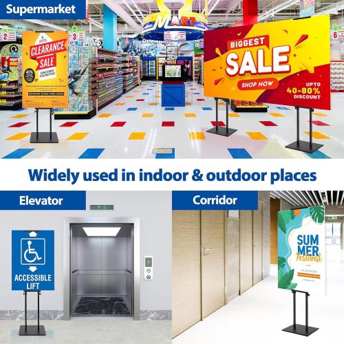 2Pack Poster Stand for Display, Heavy Duty Floor Standing Sign Holder, Double-Sided Poster Board Stand, Adjustable Height Up to 80 inch, Outdoor Banner Stand for Board & Foam Display, Black