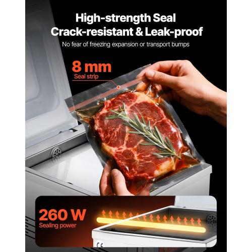 VEVOR Chamber Vacuum Sealer, DZ-260A 6.5 cbm/h Pump Rate, Excellent Sealing Effect with Automatic Control, 110V/60Hz Professional Foods Packaging Machine Used for Fresh Meats (260W)