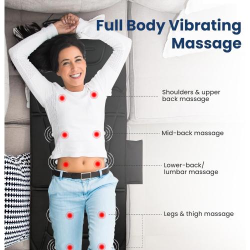 COMFIER Full Body Massage Mat with Heat, 10 Vibration Motors, 4 Heating Zones, 30-Minute Auto Shut-Off, Foldable Relaxation Pad for 3 Adjustable Intensity– Vibration Massage Only