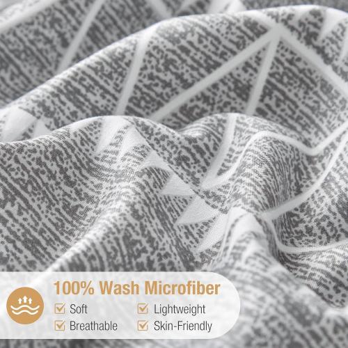 Cover King Size, Grey Breathable Comforter Cover King Size 1 PCS  Ultra Soft Brushed Bedding Duvet Cover Set with Zipper Ties (1 Duvet Cover 104x90 inches