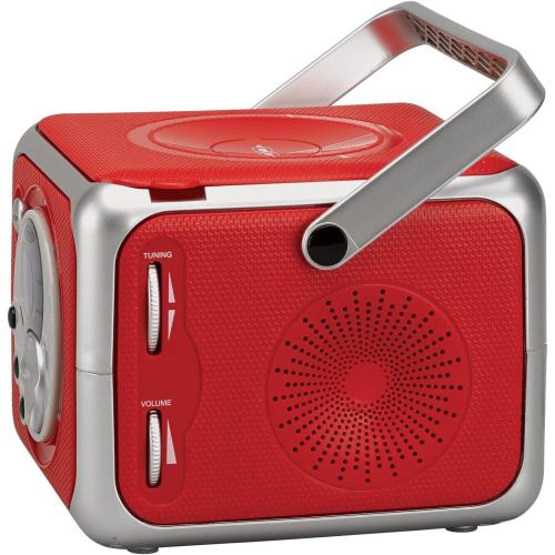 Jensen CD-555RS Red CD Bluetooth Boombox Portable Bluetooth Music System with CD Player  CD-R/RW & FM Radio with Aux-in & Headphone Jack Line-in Limited Edition- (Red)
