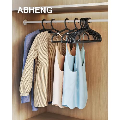 80 Pack Clothes Hangers, Non Slip Plastic Coat Hangers, Space Saving Hangers, Heavy Duty, Hanging Dry Wet Clothes, 16.4 x 8.3, Black, UAPY0580B
