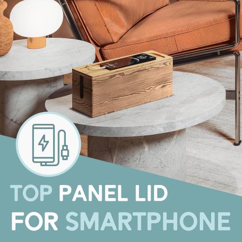 Size small NATURE SUPPLIES | Real Wood Small Cable Management Box Brown | Cord Organizer Box for Power Strips, Adapters, Chargers, USB Hub | Cable Storage Box with Accessories Included | Cord Hider Box Small