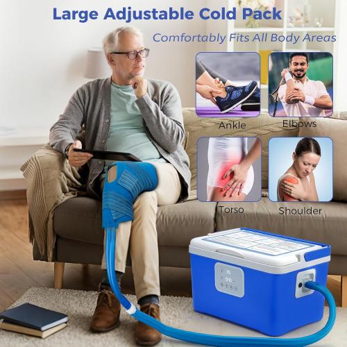 Programable Cold Therapy Machine, Large 13-Quart Ice Therapy Machine for Knee After Surgery, Quiet Pump Cryotherapy - Strong Adjustable Ice Packs for Pains Relief, Post Surgery Sports Injuries