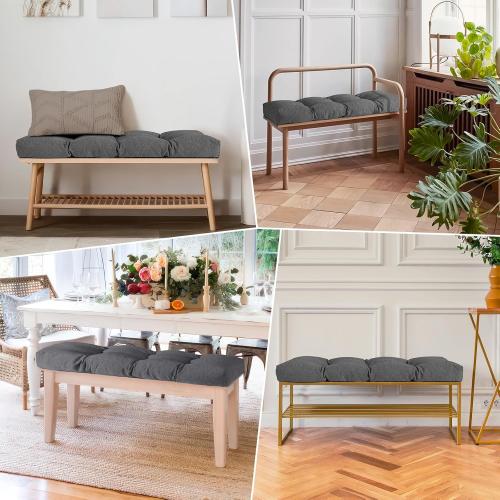 Bench Cushion 36 Inch - Polyester Brushed, High-Density Foam, Non-Slip Bottom, Soft Durable Indoor Tufted Long Seat Cushion for Window Garden Furniture (Dark Gray, 36x14x4 Inch)