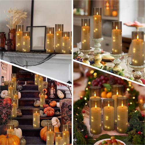 YOROXRG 24 Pack Halloween Decoration Flickering Flameless Candles, Battery Operated LED Candles for New Year, Home Decor, Parties, Wedding,Christmas(D2.2 x H 5 6 7) Grey