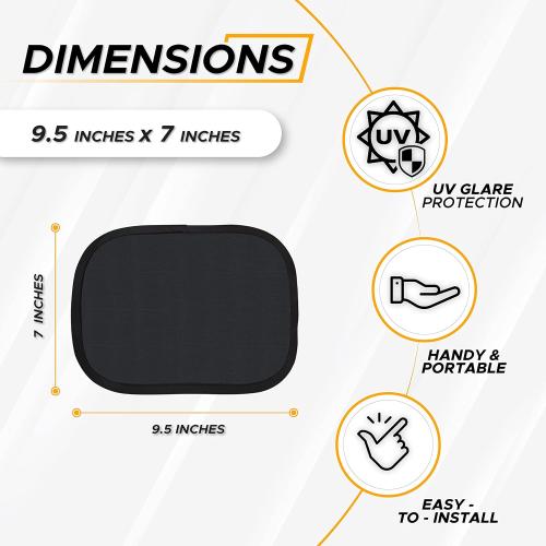 EcoNour Miniature Static Cling Window Shade for Car Sun Visor (2 Pack) | Windshield Sun Shade Static Cling for Driving Glare Shield | Cling Car Shade for Windshield | Sun Glare Protection Accessories