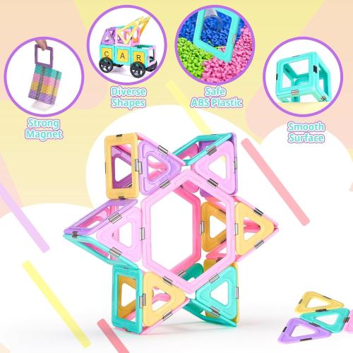 165 PCS Magnetic Tiles Set, Magnet Building Blocks Set with Car, Alphabet Card, and Ferris Wheel for Kids, STEM Educational Montessori Toy for 3 4 5 6 7 8   Year Old Boys Girls Toddlers Birthday Gifts