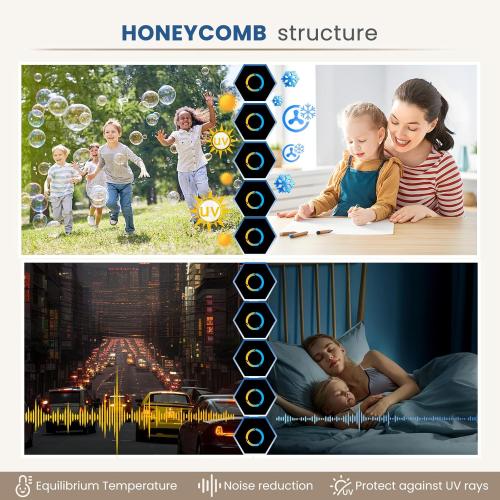 Color Grey Grandekor Cellular Shades Cordless, Honeycomb Blinds Blackout Thermal Insulated, Pull Down Window Shade for Bedroom, Easy Lift & Lower Room Darkening Blinds, White-White