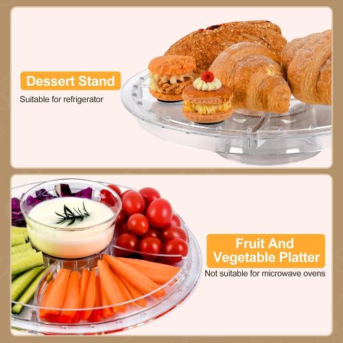 Acrylic Cake Stand with Dome Lid, 12.2 Inch 6-in-1 Clear Cake Plate Carrier with Handle, Crystal Display Holder with Cover for Birthday Parties, Weddings, Cupcakes, Fruit Platter & Home Baking Gift