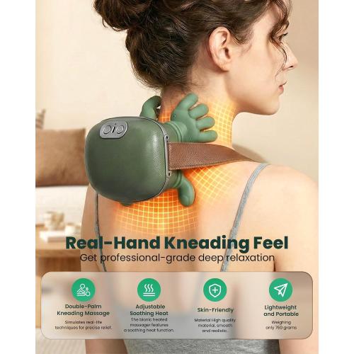 Neck Massager with Heat - Neck and Back Shiatsu Massager for Relieve Fatigue, Deep Tissue Portable Neck and Shoulder Massager for Home and Travel, Green