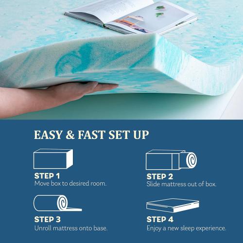 EGO Topper 2 Inch Twin Memory Foam Mattress Topper, Gel Foam Mattress Topper for Pressure Relief, Ventilated Design Bed Topper in a Box, CertiPUR-US Certified, 38×75, Medium