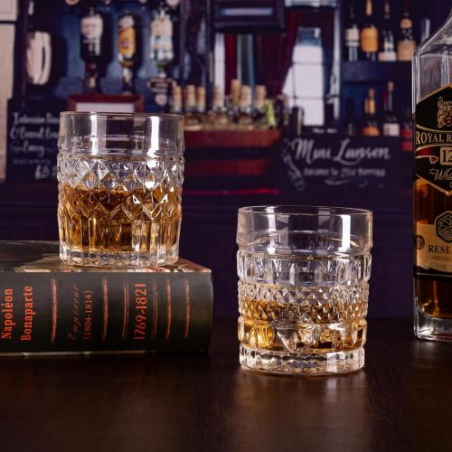 Whiskey Glasses Set of 4 with Luxury Box, 10oz Old Fashioned Whiskey Glasses Gift for Cocktails Rum Cognac Bourbon Liquor Rocks Glasses Men Gift(Mixed)