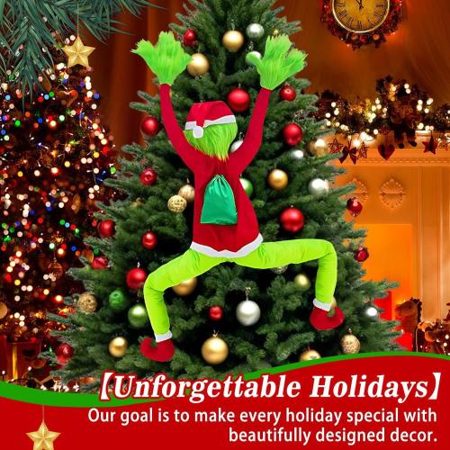 Christmas Tree Decorations, 5.58FT Green Christmas Tree Decor with Bendable Arms & Legs, Pose-able Xmas Stuffed Green Santa Body for Outdoor Indoor Home, Tree, Wall Yard Decoration