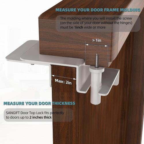 Adjustable Child Safety Door Top Lock with Ergonomic Grip, 2MM Thick Solid Steel Child Proof Door Top Lock for Interior Exterior Doors Easy Sliding Lock Unlock from Both Sides for Kids Safety