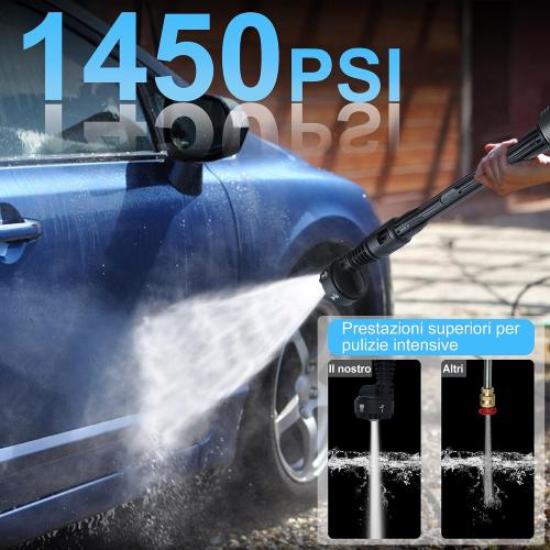 Cordless Pressure Washer 1450 PSI, Cordless Power Washer Gun, 2 4000mAH Battery Operated Power Pressure, Portable High Pressure Washer with 6-in-1 Nozzel for Car/Floor/Fence/Sidewalk, Black