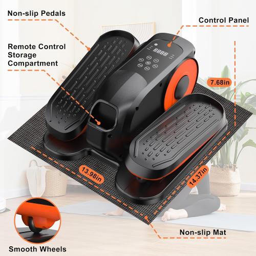 Low Impact Mini Under Desk Elliptical Quiet Electric Leg Exerciser | Compact portable under desk elliptical with non-slip mat, quiet motor for home office. Leg trainer gift for seniors mom dad