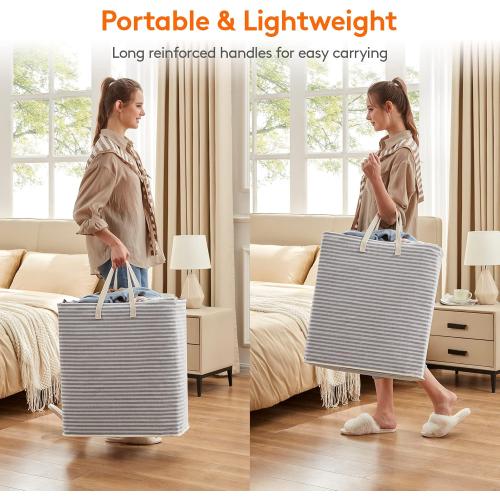 2 Pack. .Lifewit Laundry Hamper Large Collapsible Laundry Basket, Freestanding Waterproof Clothes Hamper Storage with Easy Carry Handles for Clothes in Bedroom Bathroom College Dorm for Adults, Gray, 100L