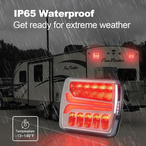 Magnetic Wireless Trailer Lights, Rechargeable LED Trailer Light for Towing Truck, Waterproof Tail Tow Lights Kit for RV Camper Boat Caravan, Portable Turn Signal Brake Running Stop