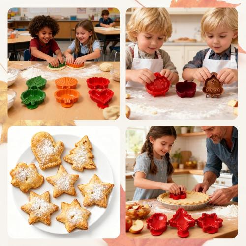 Party Potluck Hand Pie Molds – Easy One-Press Dough Pressers with Fall Apple, Pumpkin & Acorn Shapes for Baking, Holiday Parties