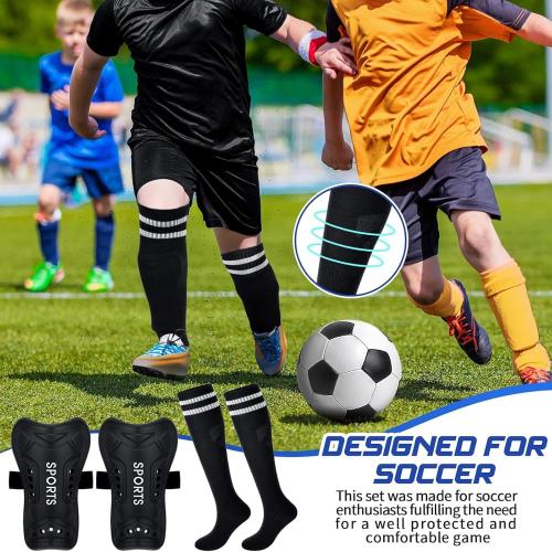 Syhood Soccer Shin Guards and Socks for Toddler Kids Youth, Lightweight Soccer Shin Pads Protective Defender Gear for 3-5, 5-10, 10-15 Years Old Children Teen Boys Girls Sports Game