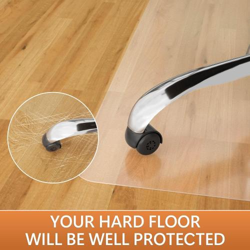 Office Chair Mat for Hardwood Floor, 48”x 30” Vinyl Desk Chair Mat Clear Floor Protector Mat for Rolling Chair Office & Home, Easy Glide and Flat Without Curling