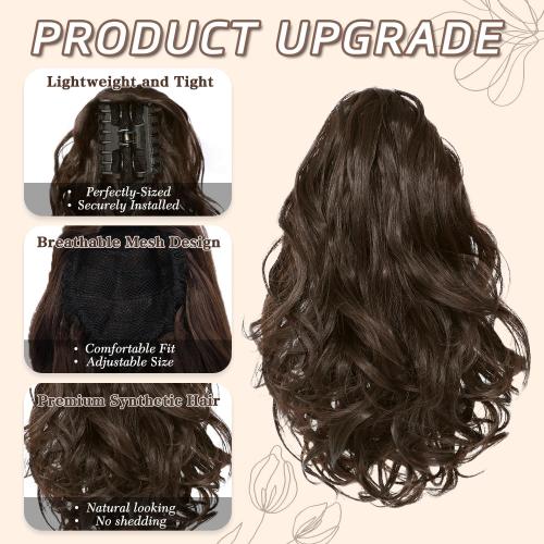 Ponytail Extension - Claw Clip Ponytail Extension for Women, Short Curly Pony Tails Hair Extensions, 10 Inch Fake Ponytail Wig for Daily Use