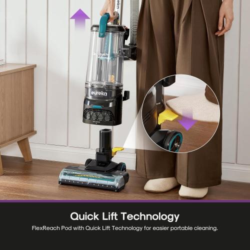 Eureka FlexReach Plus Bagless Upright Vacuum Cleaner for Home,Pet Vacuum for Carpet and Hard Floor, Lift-Up Vacuum with Flooring Type Sensor, HEPA Filter,Anti-Tangle, ‼️color is blue it’s medium dirt needs cleaning ‼️