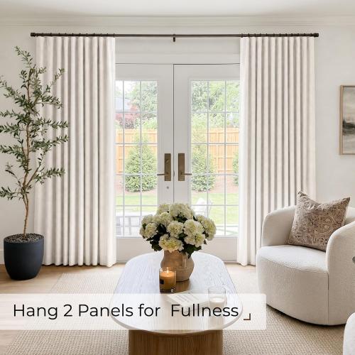 INOVADAY Linen Textured 100% Blackout Sliding Door Curtains 102x84 Beige