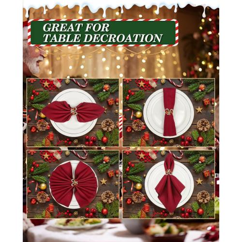 Set of 12pcs Christmas Napkin Rings, Gold Metal Napkin Ring Holder Bluk for Christmas Party Favor Wedding Dinner Table Decoration