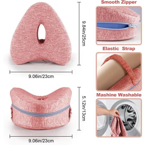 Knee Pillow for Side Sleepers, Leg Pillow for Sleeping, Knee Pillow with Strap, Alignment Pillow Between Legs, Suitable for Relieving Leg, Back & Knee Pain, Machine Washable (WHITE )