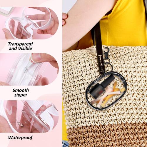4 PCS Cute Clear Bag Keychain, Clear Doll Display Keychain Bag, Portable Coin Purse Pouch for Display off Blind Boxes Mini Figures(Small Size)