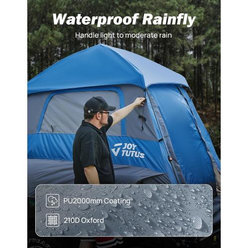 JOYTUTUS Automatic Truck Tent, Easy Set-up, Portable Truck Bed Tent 5.5FT-6.5FT with Rainfly, Truck Camping Tent with Waterproof PU2000mm Double Layer for 2 Person