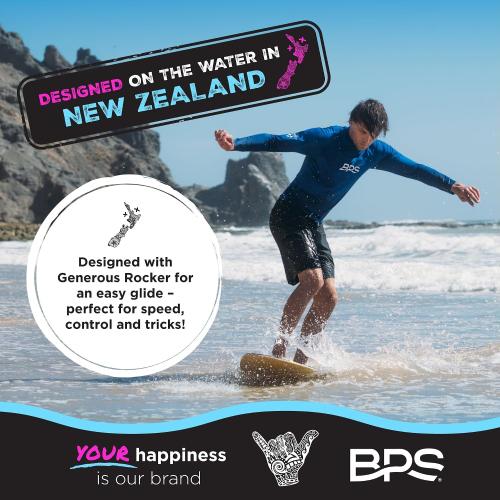 BPS New Zealand ‘Koru’ Skimboard with Colored EVA Grip Pad and High Gloss Clear Coat Wooden Skim Boards for Kids and Adults | Choose from 3 Sizes and Traction Pad Color