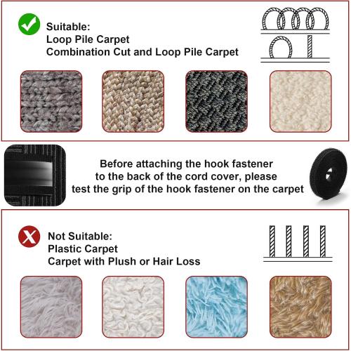 8.2ft Cord Cover Floor, Soft PVC Cord Covers for Wires on Floor, Self-Adhesive Cord Hider, Cable Management Wire Protector for Commercial Office Carpet/Floors/Wall White