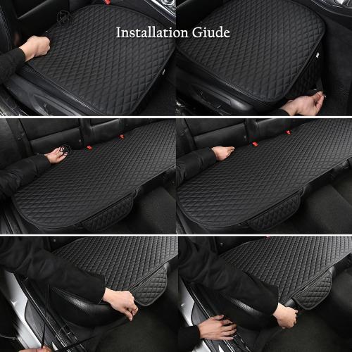 West Llama Pu Leather Car Seat Bottom Covers Protectors Include 1 Rear Bench Seat Cover Universal Fit 90% Vehicles,Black